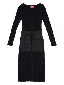 Повседневное платье Diesel в рубчик с карманами на молнии спереди, черный