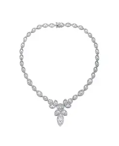 Колье с цветочным мотивом из белого золота и прозрачных кубических цирконий Rachel Glauber, white