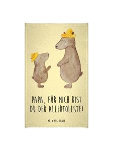 Mr. & Mrs. Panda Полотенце в виде медвежонка в шляпе с надписью пастельно-желтого цвета