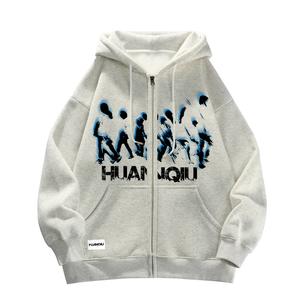 Толстовка Unisex Hooded Moderate Heavyweight HUANQIU, белый heather серый