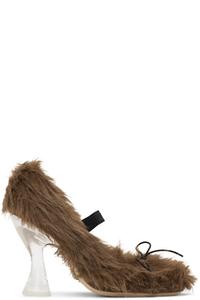 Коричневые балетки из искусственного меха Simone Rocha