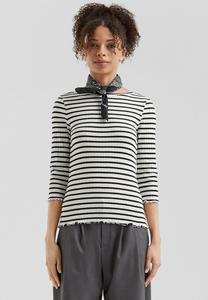 Топ QS RINGEL STRUKTUR UND 3/4-ARM, Schwarz/Mottled Black