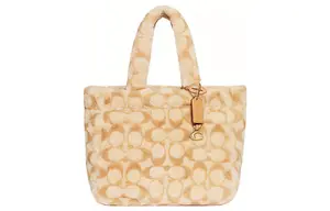 COACH Сумка-тоут из овчины Шоппер Сумка через плечо Кроссбоди Женская большая сумка светло-желтого цвета