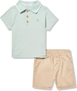 Комплект из двух поло-шорт Calvin Klein для мальчиков, Harbor Gray/White Pepper