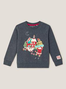 Детский хлопковый рождественский свитшот Санта Monsoon, Charcoal