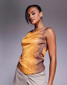 Топ River Island с воротником-хомутиком и эффектом омбре оранжевого цвета