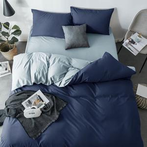 LUOLAI HOME Комплект постельного белья, 4 предмета, простыня на резинке 150 см, пододеяльник 150x200 см, синий и голубой