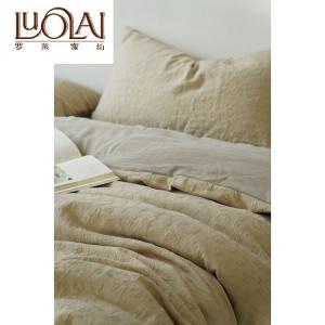 LUOLAI HOME Комплект постельного белья 1.5-спальный, 4 предмета, пододеяльник 200x230 см, жаккард 100% хлопок, цвет миндально-желтый