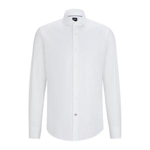 Рубашка прямого кроя из эластичного хлопкового твила BOSS, белый