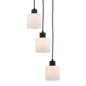 Подвесной светильник Loistaa KOLIND 3-flammig, черный металл / белое опаловое стекло