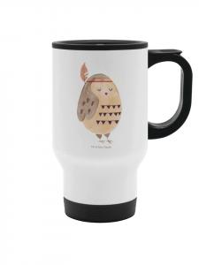 Mr. & Mrs. Panda Кофейная кружка на вынос с украшением из перьев белой совы, без надписей