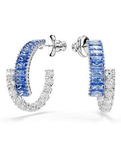 Серьги-кольца Matrix с родиевым покрытием Swarovski, Blue
