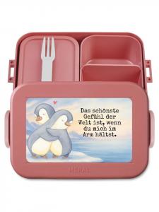 Mr. & Mrs. Panda Контейнер для еды с изображением пингвина и надписью пастельно-красного цвета