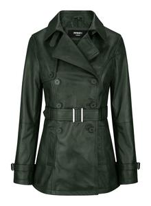 Короткая байкерская кожаная куртка TruClothing, зеленый