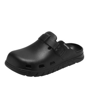 SUPEREDGE Кожаные лоскутные сандалии с закрытым носком, устойчивые к истиранию, черные, мужские