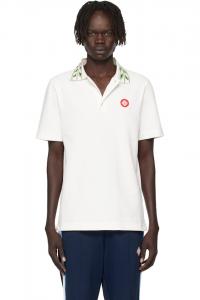 Классическая поло-рубашка из лаврового пике Casablanca, Off-White