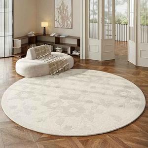 AOVOC Ковер круглый 220 см диаметр, для гостиной/спальни, кремовый, французский стиль, модель Xiangyuan Round 01