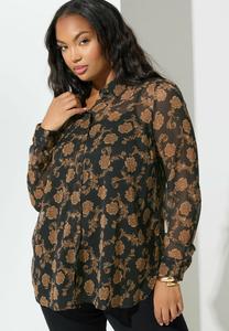 Блуза Yours Clothing FLORAL, Black/Anthracite