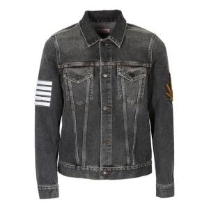 Куртка palm tree print washed denim jacket 'black wash' Palm Angels, черный