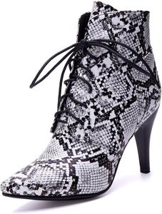 Элегантные женские ботильоны со змеиным принтом, на шнуровке, с заостренным носком и каблуком-стилетто Cantianshu, 70 Grey