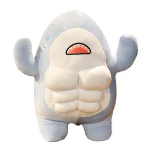 Muscle Shark, необычные креативные океанские животные плюшевые куклы высота 45см/60см Handsome, синий