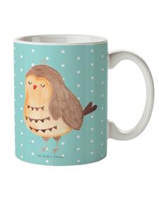 Детская кружка с рисунком совы, Счастливая без слов, в бирюзовой пастельной гамме Mr. & Mrs. Panda