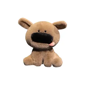 Плюшевая игрушка собаки с высунутым языком и большим носом высотой 24см/29см LOGISTAR, Tongue-Out Big Nose Dog-коричневый