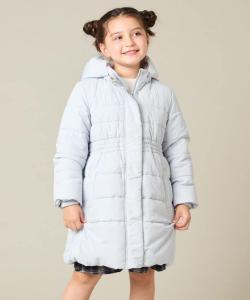 Длинное стеганое пальто приталенного силуэта с расклешенной юбкой Avv, цвет Light Blue