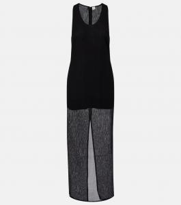 Полупрозрачное макси-платье из хлопка и шелка Toteme, черный