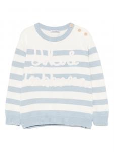 Полосатый свитер с вышитым логотипом Dolce & Gabbana Kids, белый