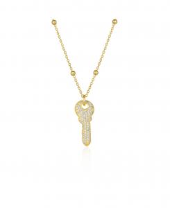 Кулон в виде ключа на цепочке из бусин, стерлинговое серебро Spero London, Gold