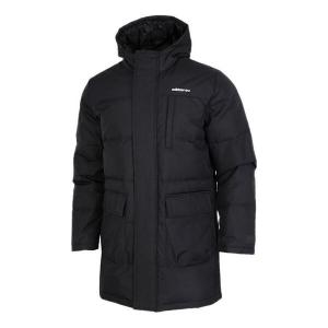 Пуховик adidas neo M Wint Dwn Prka Windproof Stay Warm mid-length Sports hooded down Jacket Black, черный