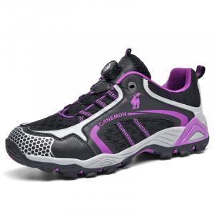 Туристические ботинки для активного отдыха с амортизацией, нескользящей подошвой, износостойкие, дышащие и легкие PROTECTCAMEL, черный фиолетовый/серый розовый