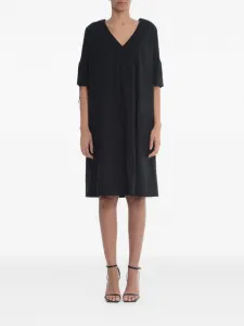 Платье с V-образным вырезом и рукавом три четверти Fay, черный