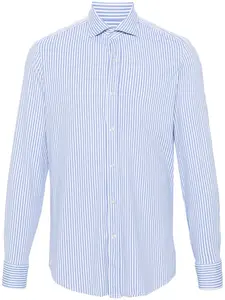 Полосатая рубашка с вышитым логотипом Paul & Shark, синий