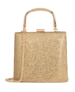 Блестящая вечерняя сумка с ручкой Kazar, желтый