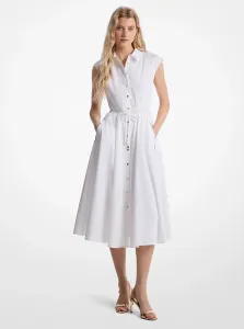 Платье миди из эластичного хлопкового поплина Michael Kors Outlet