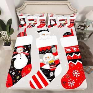 Erosebridal Комплект постельного белья с новогодним дизайном Санта Клаус и снеговиком, Multi 12
