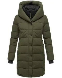 Стеганое пальто Наваху "Knutschilein", стильное женское пальто со съемным флисовым воротником Navahoo, зеленый