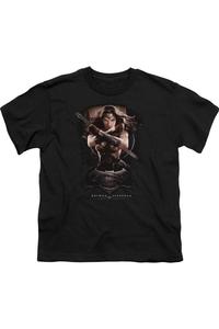 Футболка с коротким рукавом для детей "Бэтмен против Супермена: Чудо-женщина в эпицентре событий" Gildan, черный