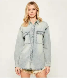 Незаменимая джинсовая рубашка oversize fit One Teaspoon, небесно-голубой