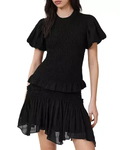 Топ Dael с баской и пышными рукавами Allsaints, черный