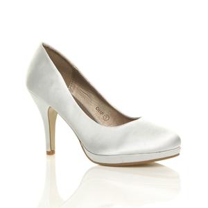 Атласные туфли-лодочки на высоком каблуке AJVANI, серебро