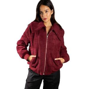 Женская оверсайз куртка-бомбер с плюшевым воротником Jess By Meiko, Burgundy