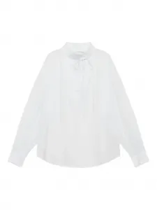 Блестящая блузка с воротником-бантом MALIPARMI, белый