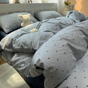 Antarctic Комплект постельного белья 1,5 м, 4 предмета, пододеяльник 180x220 см, серо-голубой в горошек, мягкий хлопок