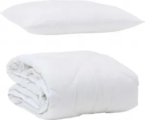 Летнее одеяло с подушкой, 2 шт., белое, из микрофибры vidaXL