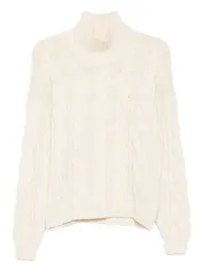 Свитер фактурной вязки с высоким воротником Incentive! Cashmere, белый