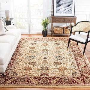 Ковер SAFAVIEH, 92 x 153 см, Persian Legend Collection, Ivory & Red, ручной работы из традиционной шерсти, идеально подходит для помещений с высокой проходимостью: прихожая, гостиная, спальня (PL516A)