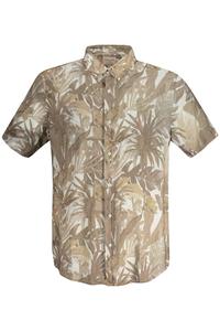 Рубашка мужская Guess Jeans с коротким рукавом и тропическим принтом, бежевый